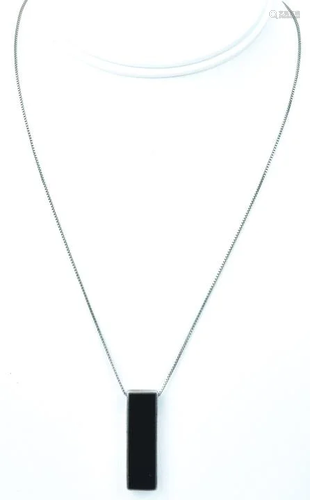 Modernist Sterling Silver & Black Enamel Necklace