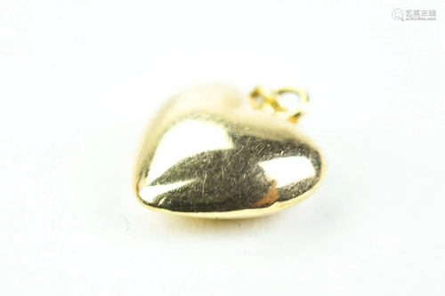 Estate 14kt Yellow Gold Puffy Heart Pendant