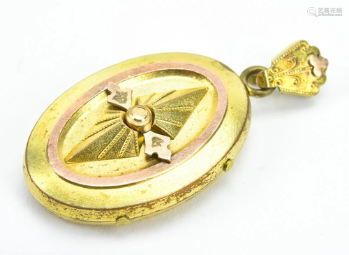 Antique 19th C Gold Filled Locket Pendant