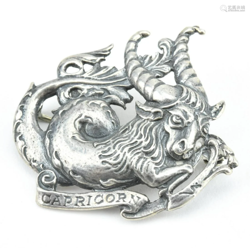 Vintage Sterling Silver Zodiac Brooch By Cini