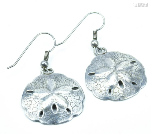 Vintage Sterling Silver Sand Dollar Earrings