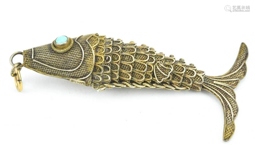 Estate Chinese Silver Articulated Fish Pendant