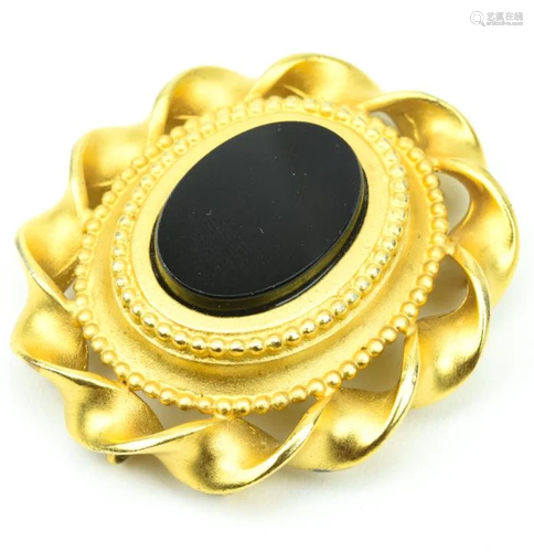 Vintage Karl Lagerfeld Gilt Metal Brooch