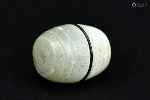 Antique 19th C Feldspar Moonstone Barrel Pendant