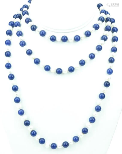 Baroque Pearl & Lapis Lazuli Necklace