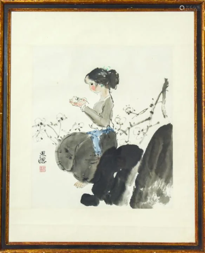 Framed Chinese Painting - Portrait of a Lady