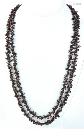 Double Strand Tumbled Garnet Bead Necklace