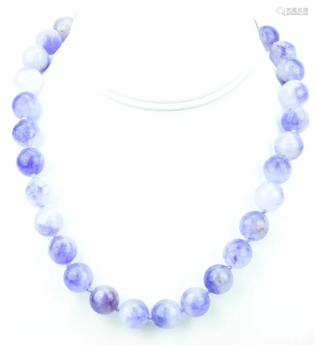 Hand Knotted Lavender Jade Necklace Strand