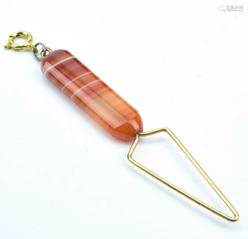 Antique Banded Agate Arrow-Form Necklace Pendant