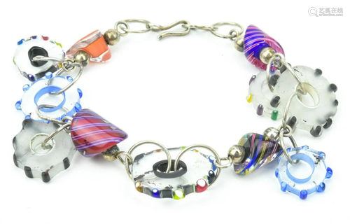 Vintage Italian Murano Art Glass Charm Bracelet