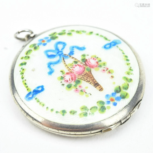 Antique C. 1900 Sterling & Enamel Locket