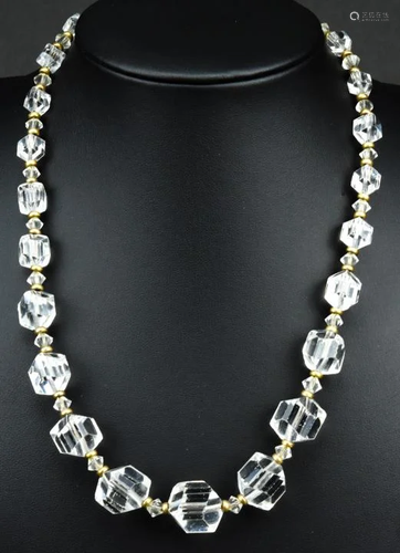 Antique Art Deco Sterling & Crystal Necklace