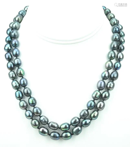 Pair Baroque Tahitian Pearl Necklace Strands