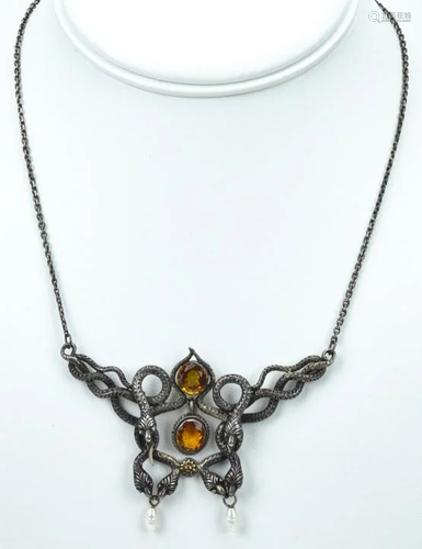 Austro Hungarian Style Silver Snake Necklace