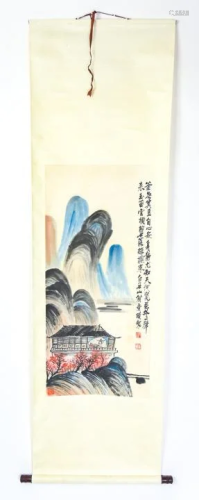 Chinese Scroll - Hand Painted Landscape Scene