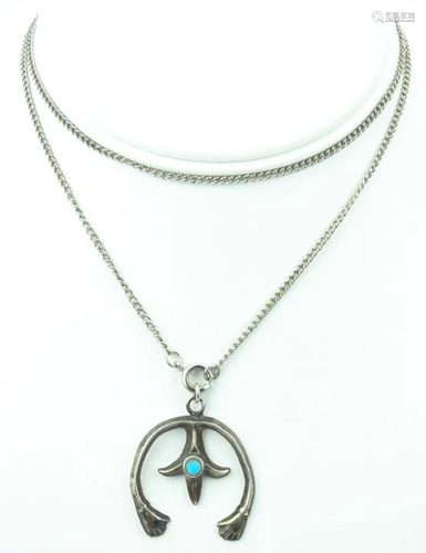 Native American Sterling & Turquoise Necklace