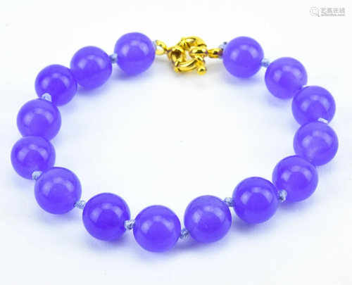 Hand Knotted Lavender Jade Beaded Bracelet