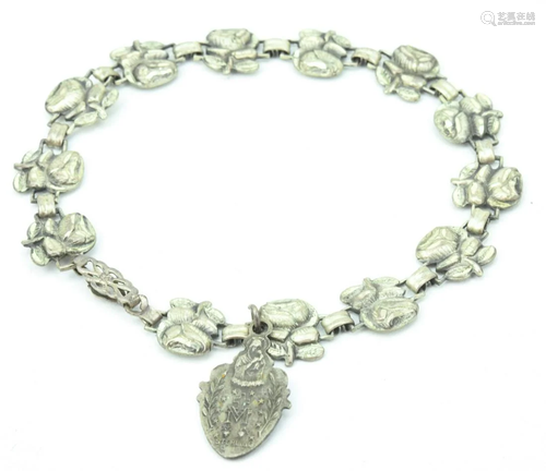 Sterling Silver Rosary Bead Bracelet