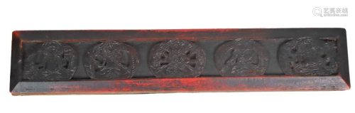 Buddhist Carved Wood Writing Holder