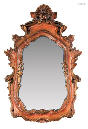 Antique Italian Carved Wood Mirror