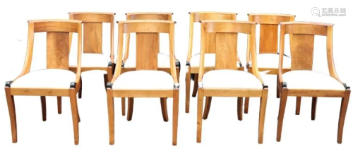 (8) Custom Swedish Biedermeier White Uphol Chairs