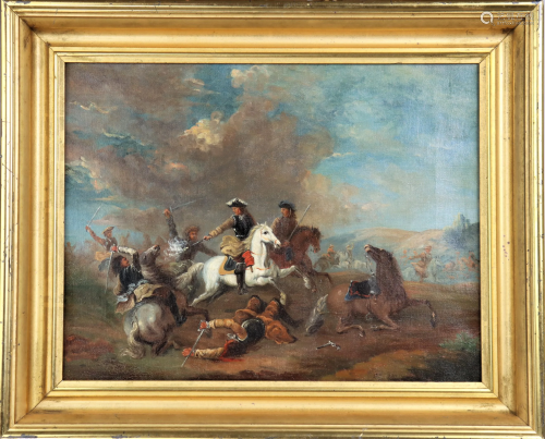 Early 19th C European Calvary Battle Scene, O/C