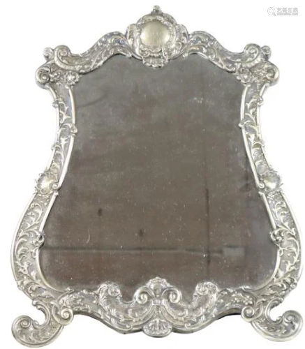 19th C Austra-Hungarian Silver Crest Mirror