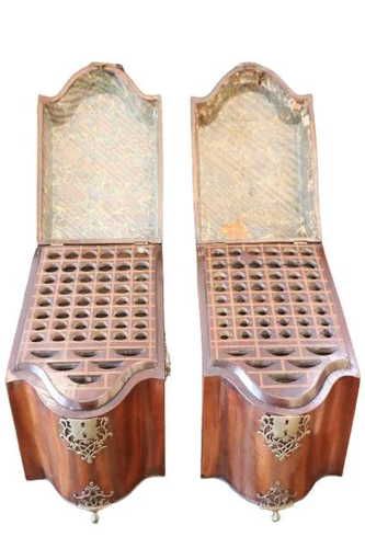 Pair of Antique Serpentine Knife Boxes, 19th C