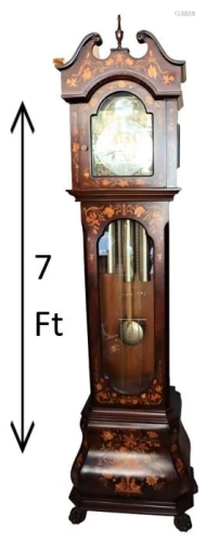 Late 20th C Stenciled Grandfather Clock