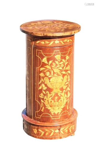 Antique Marquetry Round Cabinet