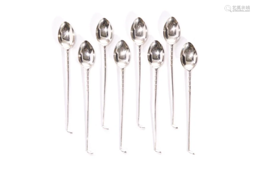 SET OF EIGHT SILVER GOLF FORM PARFAIT SPOONS 180g