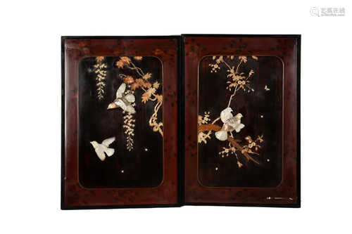 PAIR OF JAPANESE MIXED MATERIAL PANELS