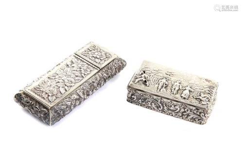 TWO ANTIQUE SILVER BOXES, 70g