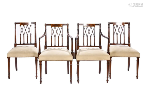 TWELVE SHERATON STYLE DINING CHAIRS