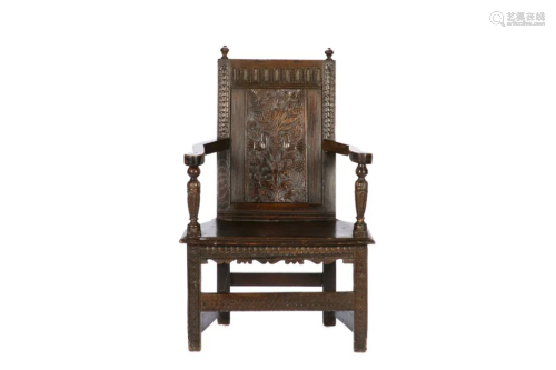 EARLY ENGLISH CARVED WOOD CHAIR