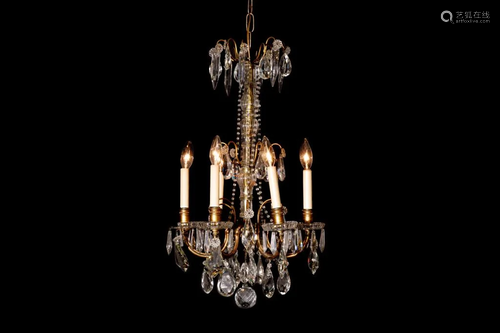 BELLE EPOQUE BRONZE & GLASS SIX LIGHT CHANDELIER