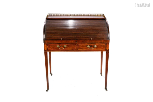 GEORGE III MAHOGANY TAMBOUR FRONT DESK