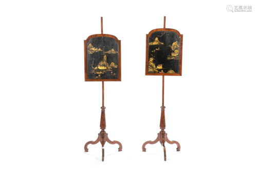 PAIR OF 19TH C ENGLISH FIRE SCREENS
