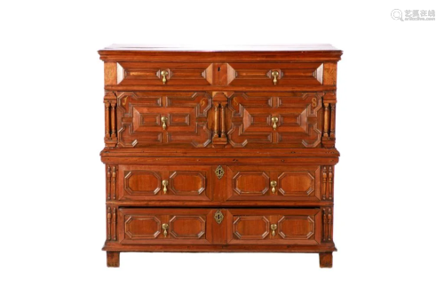 RARE WALNUT CHEST OF DRAWERS, DATED JAMES II