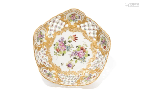 MEISSEN PORCELAIN HAND PAINTED FOOTED DISH