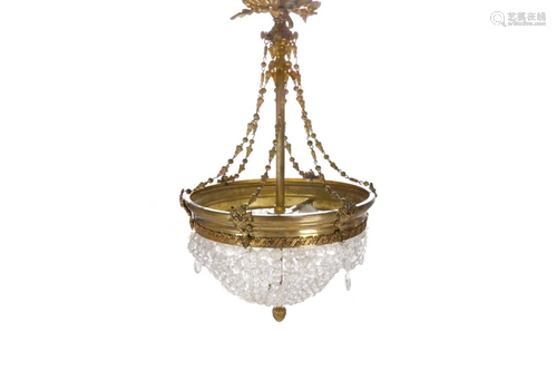 CUT GLASS & GILT BRONZE HANGING FIXTURE