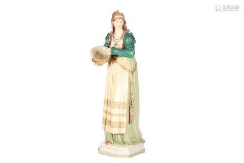 LARGE HAND PAINTED MAJOLICA POTTERY FIGURE