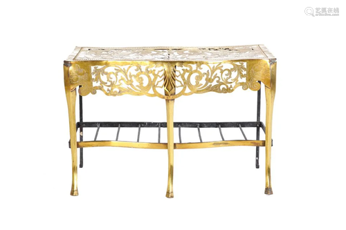 LARGE ANTIQUE GILT BRASS TRIVET STAND