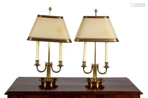 PAIR OF GILT BRASS BOULETTE LAMPS