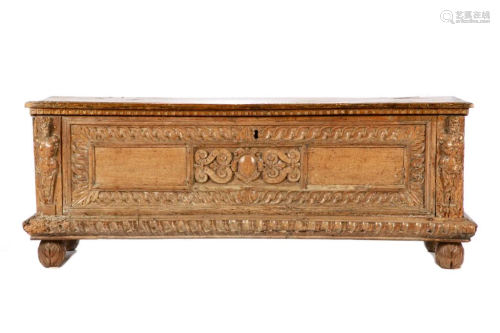 ANTIQUE CARVED ITALIAN CASSONE CHEST