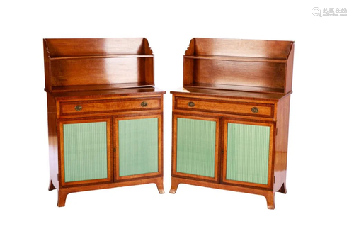 PAIR OF SMALL REGENCY MAHOGANY TWO-DOOR BUFFETS