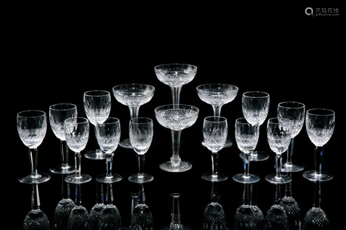 SIXTEEN PIECES ASSORTED CUT GLASS STEMWARE