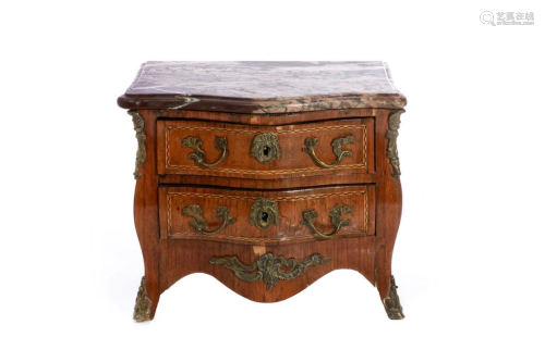 MINIATURE 19TH C FRENCH COMMODE WITH MARBLE TOP