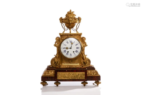 FRENCH ORMOLU & MARBLE MANTLE CLOCK