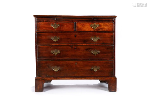 GEORGE II MAHOGANY FIVE DRAWER CHEST